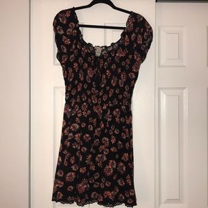 Fun floral dress with lace accents on the bottom